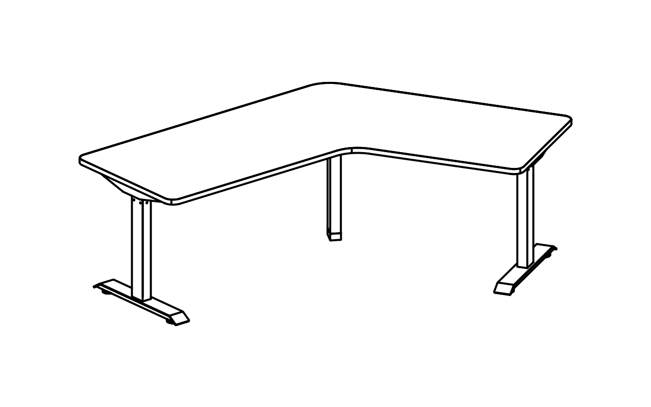 Dibujo de mesa para sentarse y pararse de 120°