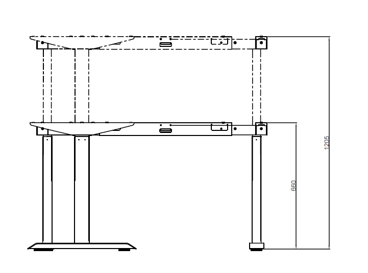 Dibujo de mesa para sentarse y pararse a 90°-1