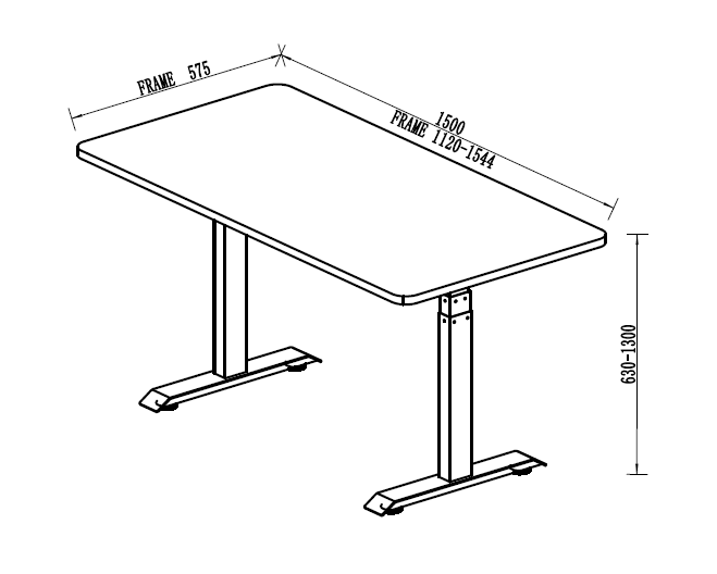 Dibujo de mesa con soporte y asiento individual de dos motores