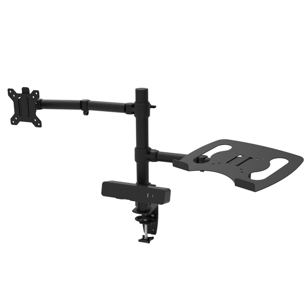 Brazo para monitor de altura ajustable con soporte para computadora portátil